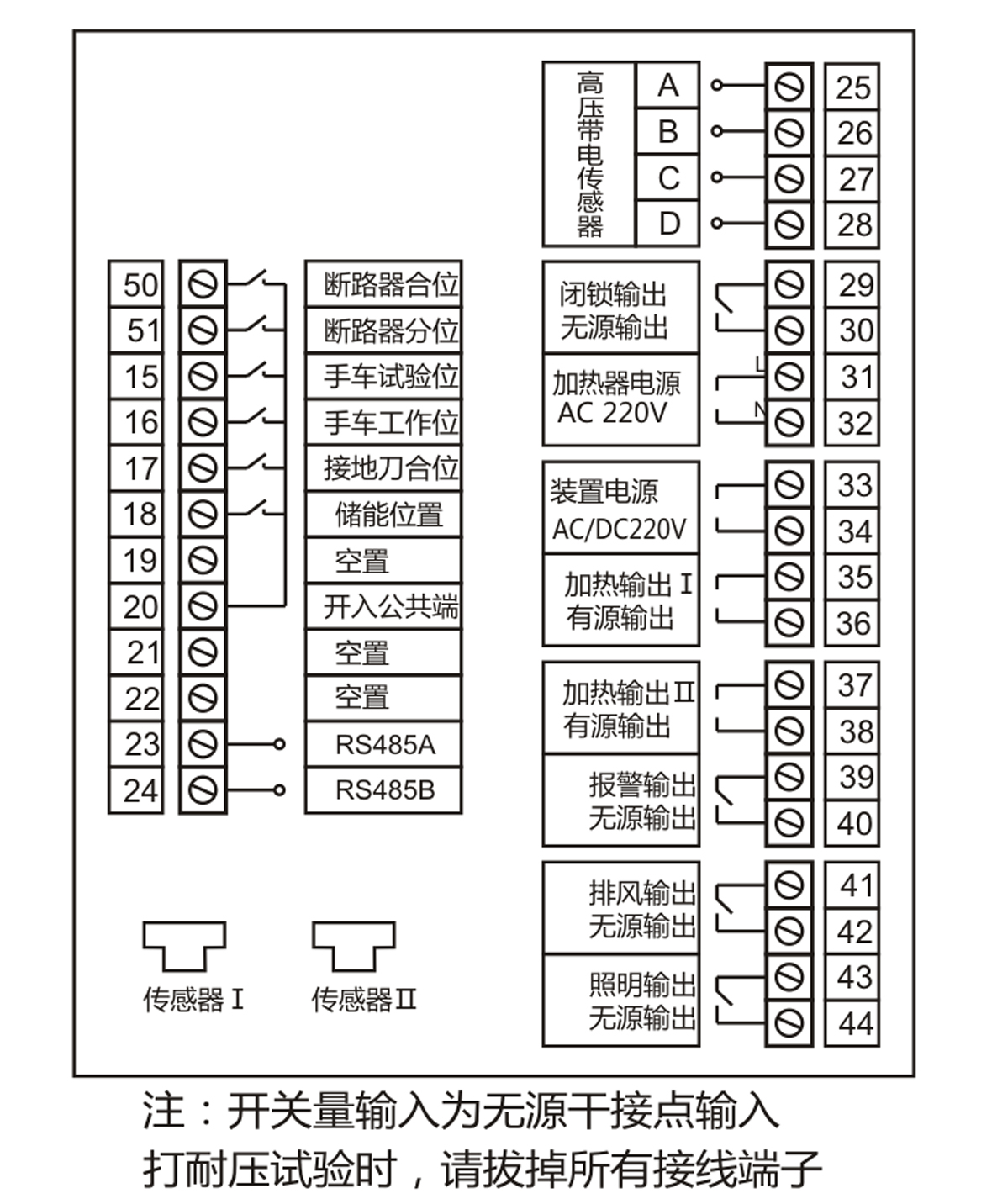 開關(guān)柜智能操控裝置端子接線圖