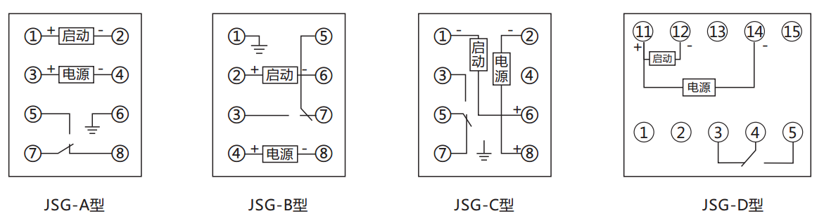 JSG-C型靜態(tài)閃光繼電器內(nèi)部接線及外引接線圖（正視圖）