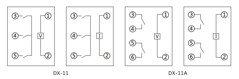 DX-11信號(hào)繼電器內(nèi)部接線圖片