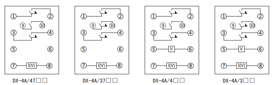 DX-4A信號繼電器內部接線及外引接線圖