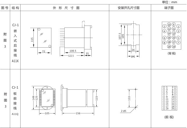 JSS-13時間繼電器外形尺寸及安裝開孔尺寸圖片一