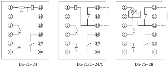 DS-26時間繼電器內(nèi)部接線及外引接線圖(正視圖)