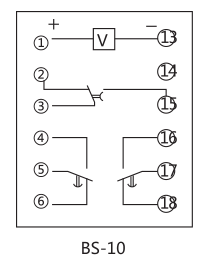 BS-10時間繼電器內(nèi)部接及外引接線圖片