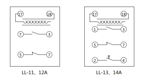 LL-14A/5繼電器內(nèi)部接線