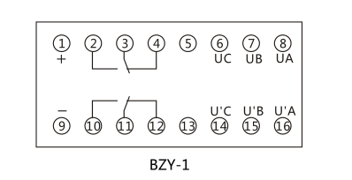 BZY-1正序電壓繼電器內部接線及外引接線圖