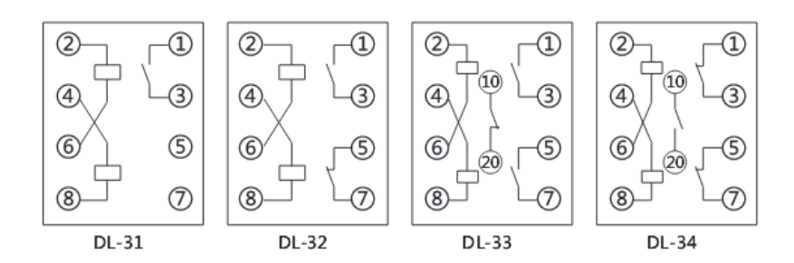 DL-33系列電流繼電器內(nèi)部接線圖 ( 背視 )