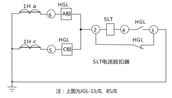 JGL-81/Ⅱ二相靜態(tài)反時限過流繼電器典型應(yīng)用接線圖