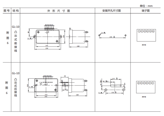 GL-15過(guò)流繼電器外形結(jié)構(gòu)及安裝尺寸圖片