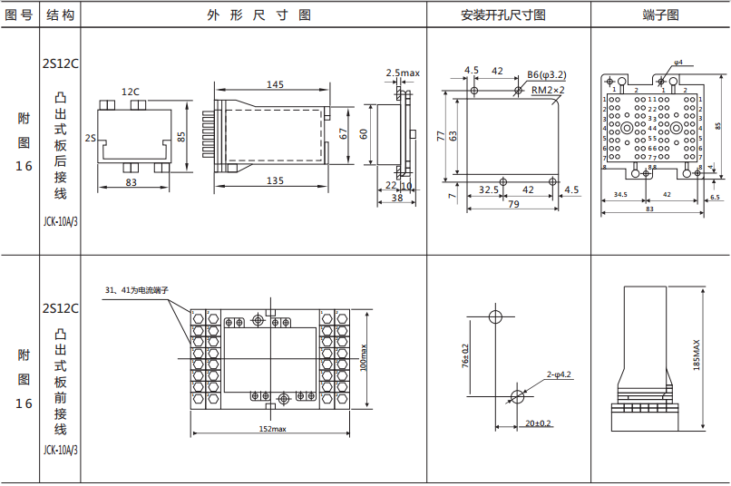 BZS-11延時中間繼電器外形及開孔尺寸