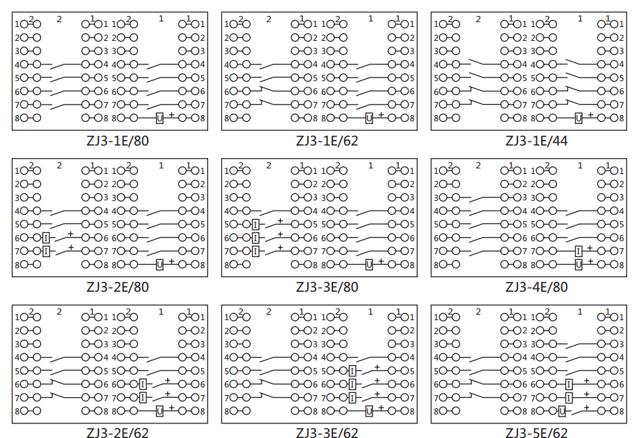 ZJ3-3E/62快速中間繼電器內(nèi)部接線圖及外引接線圖