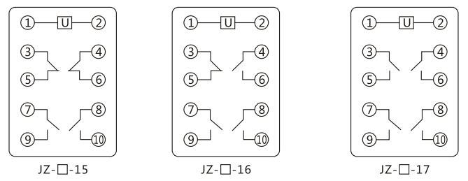 JZY（J)-404靜態(tài)中間繼電器內(nèi)部接線圖及外引接線圖