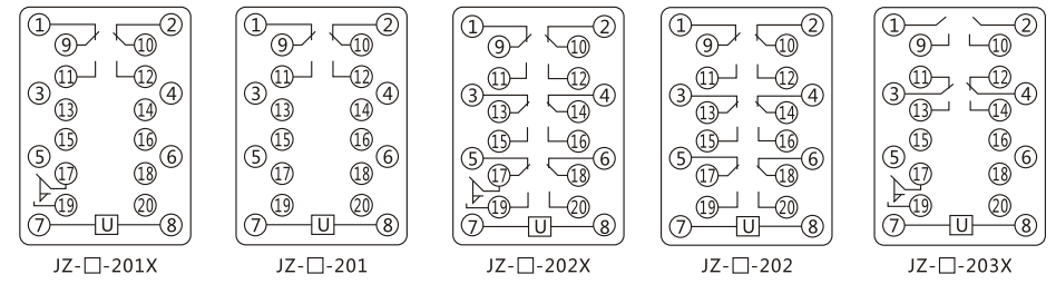 JZY（J)-404靜態(tài)中間繼電器內(nèi)部接線圖及外引接線圖