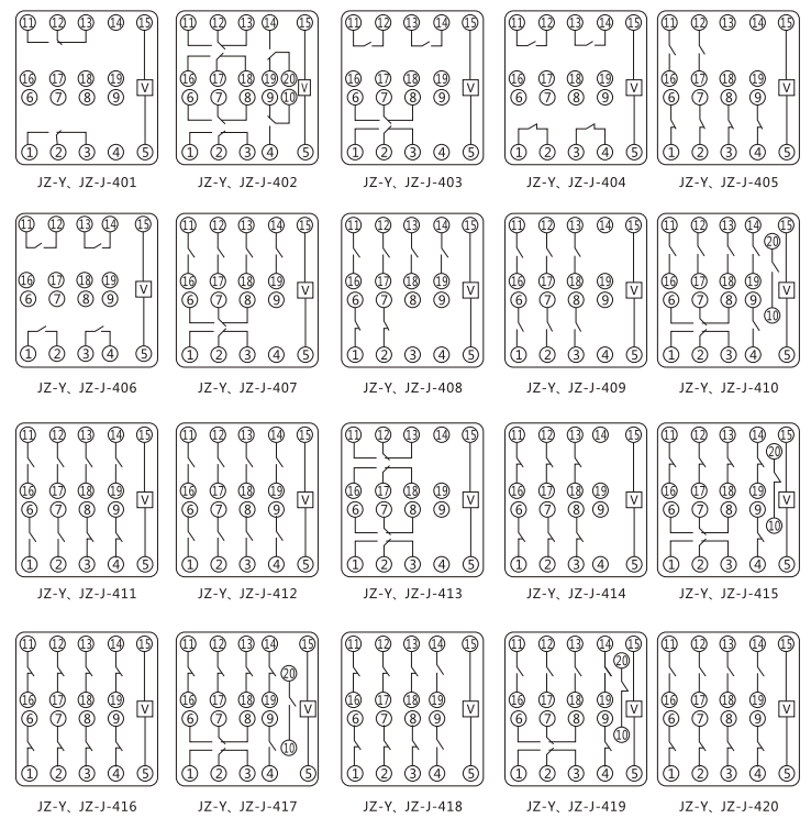 JZY（J)-204A-D靜態(tài)中間繼電器內(nèi)部接線圖及外引接線圖