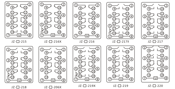 JZY（J)-204A-D靜態(tài)中間繼電器內(nèi)部接線圖及外引接線圖