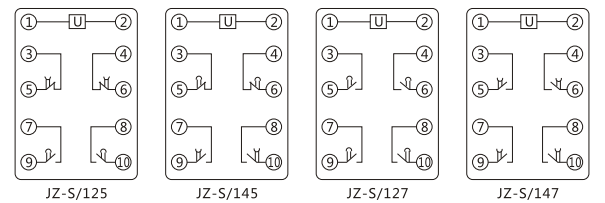 JZ-S/344靜態(tài)可調(diào)延時中間繼電器內(nèi)部接線圖及外引接線圖