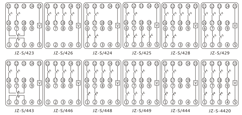 JZ-S/344靜態(tài)可調(diào)延時中間繼電器內(nèi)部接線圖及外引接線圖