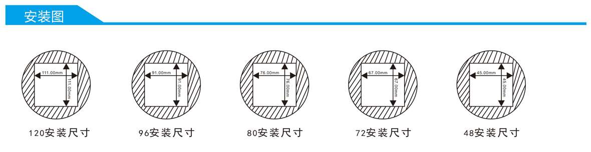 三相數(shù)顯交流電壓電流組合表SJ194UI-2S4產(chǎn)品尺寸